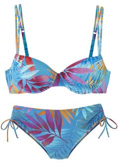 Lascana Bügel-Bikini Bikini Set Damen blau bedruckt