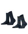 ESPRIT Multi Stripe SO  2-Pack Socken Damen - marine (6120)