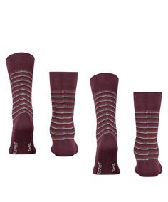 Rückansicht von ESPRIT Piqué Stripe SO  2-Pack Freizeitsocken Herren shadow red (8138)
