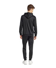 Rückansicht von adidas Hooded Freizeitanzug Trainingsanzug Herren schwarz