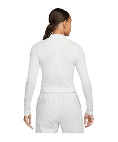 Rückansicht von Nike Essentials Ribbed Mock Damen Sweatshirt Damen weissschwarz
