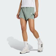 Rückansicht von adidas Designed for Training 2-in-1 Shorts Funktionsshorts Damen Silver Green