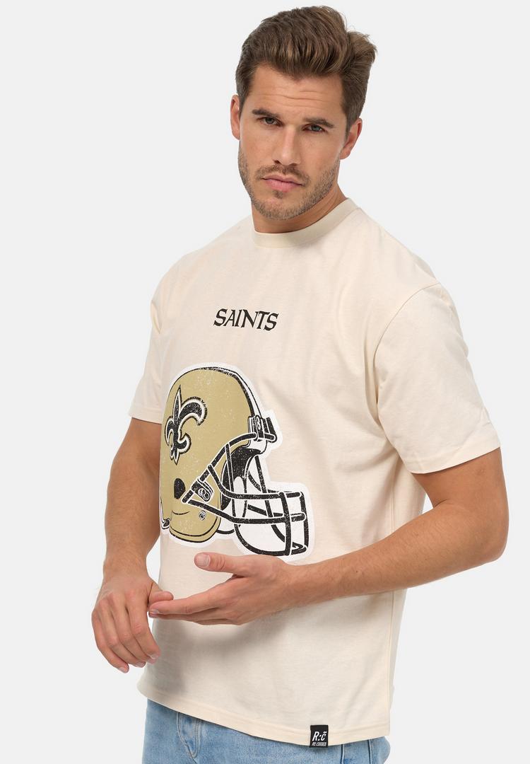 Re:Covered Re:Covered NFL Saints Helmet Relaxed Printshirt - Ecru - 3 | SportScheck