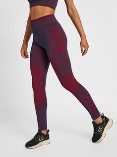 Rückansicht von hummel hmlMT ALY SEAMLESS HW TIGHTS Tights Damen INSIGNIA BLUE/CABERNET MELANGE