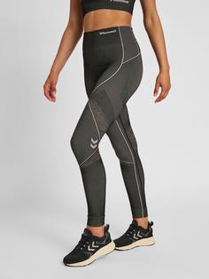 Rückansicht von hummel hmlMT MILA SEAMLESS MID WAIST TIGHT Tights Damen BLACK/CHATEAU GREY
