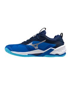 Rückansicht von Mizuno Weiß Hallenschuhe Herren blau