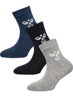 hummel SUTTON 3-PACK SOCK Freizeitsocken Kinder BLACK/GREY MELANGE/BLUE NIGHTS