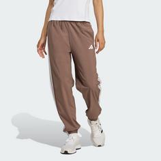 Rückansicht von adidas Train Essentials 3-Streifen Woven Hose Trainingshose Damen Earth Strata / White
