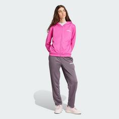 Rückansicht von adidas Essentials Linear Trainingsanzug Sweatjacke Damen Semi Lucid Fuchsia