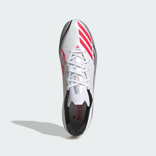 Rückansicht von adidas F50 Messi League FG/MG Fußballschuh Fußballschuhe Cloud White / Lucid Red / Silver Metallic