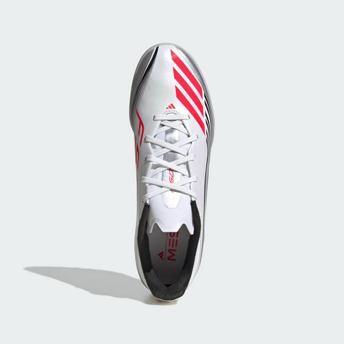 Rückansicht von adidas F50 Messi League TF Fußballschuh Fußballschuhe Cloud White / Lucid Red / Silver Metallic