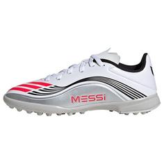 adidas F50 Messi League Kids TF Fußballschuh Fußballschuhe Kinder Cloud White / Lucid Red / Silver Metallic