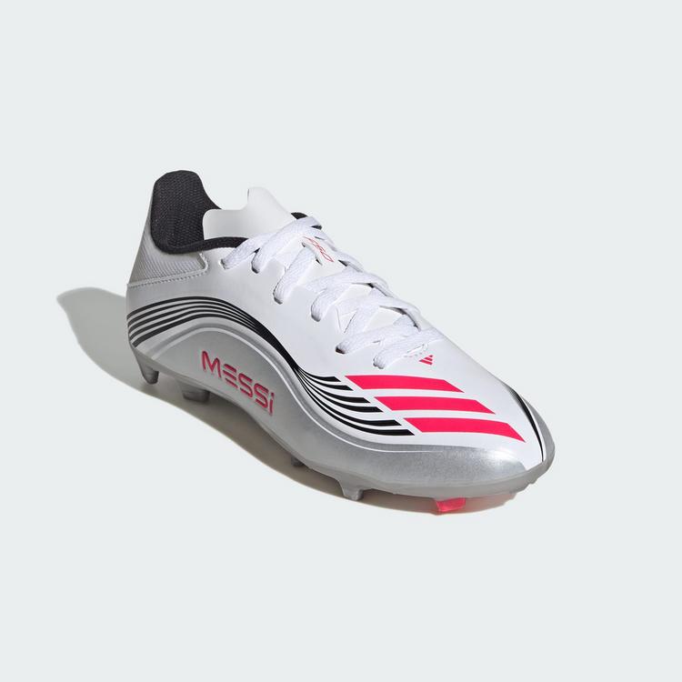 adidas adidas F50 Messi League Kids FG/MG Fu&szlig;ballschuh Fu&szlig;ballschuhe Kinder - Cloud White / Lucid Red / Silver Metallic - 2 | SportScheck