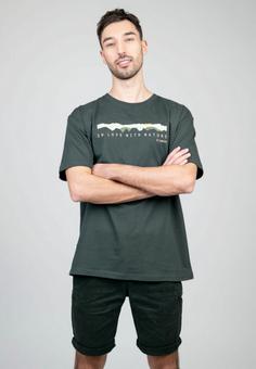 Rückansicht von NIKIN TreeShirt Mountain Panorama T-Shirt Dark Anthracite