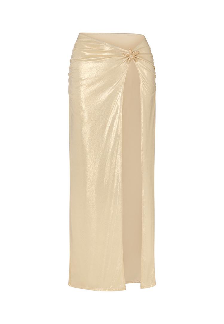 Moda Minx Moda Minx Starfish Long Side Slit Maxirock Damen - Gold - 0 | SportScheck