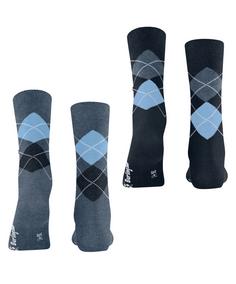 Rückansicht von Burlington Everyday Argyle SO 2-Pack Freizeitsocken Damen light denim (6660)