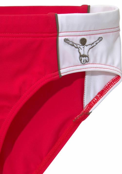 Rückansicht von Chiemsee Badeslip Badeslip Herren rot