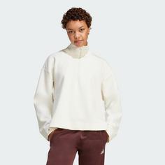 Rückansicht von adidas Soft Lux Quarter-Zip Sweatshirt Sweatshirt Damen Off White