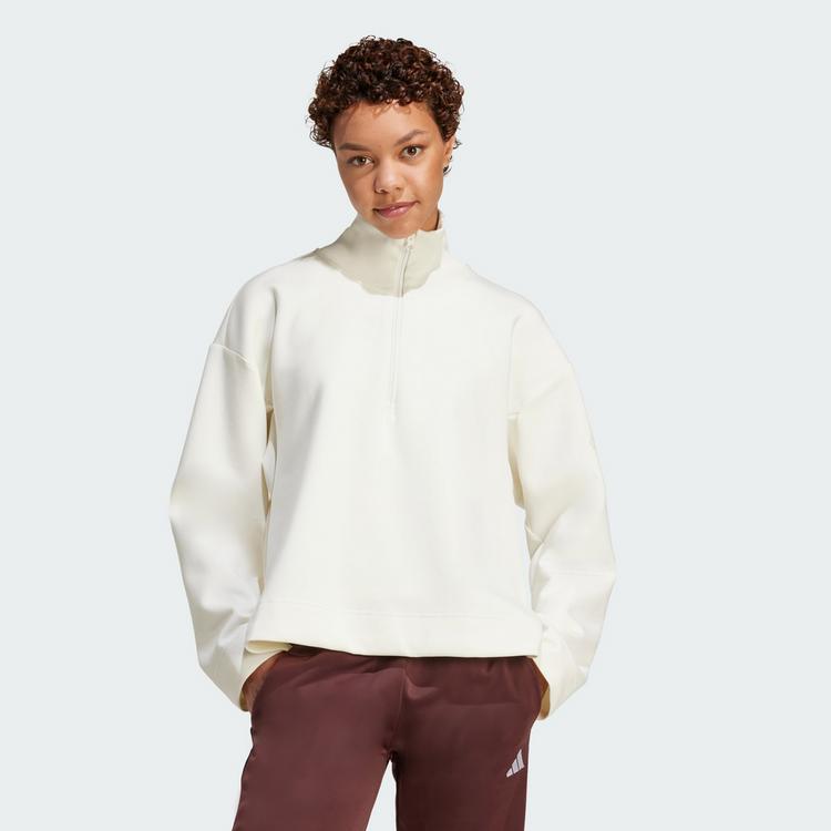 adidas adidas Soft Lux Quarter-Zip Sweatshirt Sweatshirt Damen - Off White - 0 | SportScheck