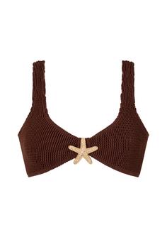Moda Minx Starfish Scrunch Bikini Oberteil Damen Coffee