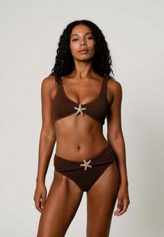 Rückansicht von Moda Minx Starfish Scrunch Bikini Oberteil Damen Coffee