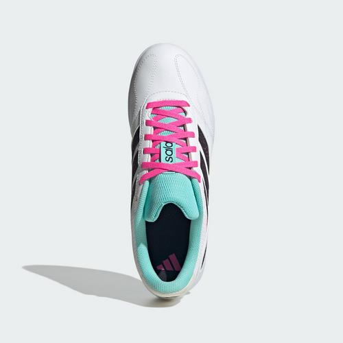 Rückansicht von adidas Super Sala Competition 3 Hallenschuhe Fußballschuhe Cloud White / Aurora Black / Flash Aqua