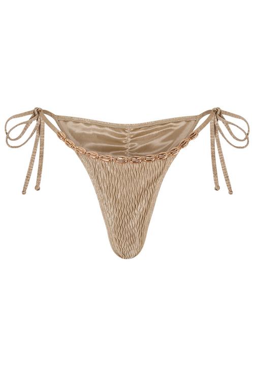 Moda Minx Gold Shells Trim Edge Tie Side Bikini Hose Damen