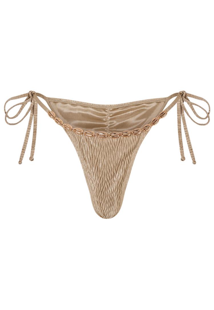 Moda Minx Moda Minx Gold Shells Trim Edge Tie Side Bikini Hose Damen - Stone - 0 | SportScheck
