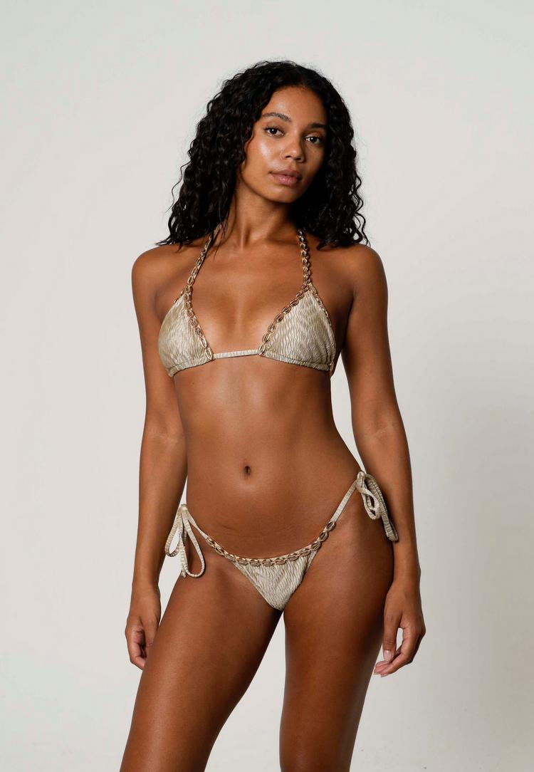 Moda Minx Moda Minx Gold Shells Trim Edge Tie Side Bikini Hose Damen - Stone - 1 | SportScheck