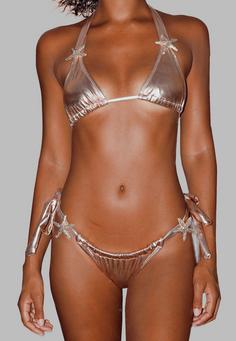 Rückansicht von Moda Minx STARFISH METALLIC Bikini Hose Damen Rose Gold