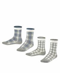 ESPRIT Check SO 2-Pack Socken Kinder - light grey (3400)