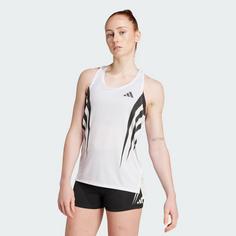 Rückansicht von adidas Adizero Archive Running Singlet Funktionstank Damen White