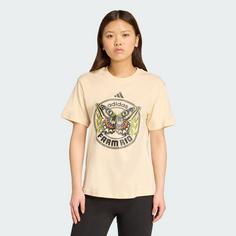 Rückansicht von adidas adidas X FARM T-Shirt mit Grafikprint T-Shirt Damen Sand Strata