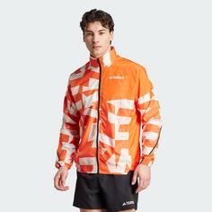 Rückansicht von adidas TERREX Multi Printed Windjacke Laufjacke Herren Semi Impact Orange / White