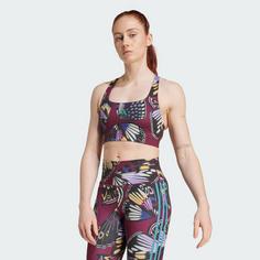Rückansicht von adidas adidas X Farm Medium Support BH Sport-BH Damen Black / Amazon Red / Energy Ink