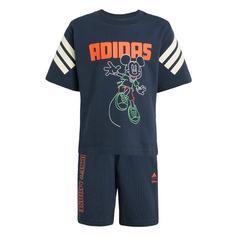 adidas Disney Micky Maus T-Shirt-Set Kinder Trainingsanzug Kinder Aurora Ink / Off White / Impact Orange
