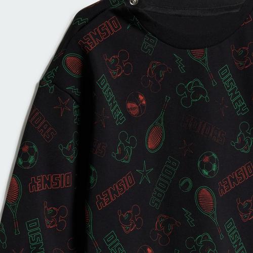 Rückansicht von adidas Disney Micky Maus Jogginganzug Kinder Trainingsanzug Kinder Black / Impact Orange / Lime Burst