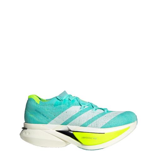 Rückansicht von adidas Adizero Prime X3 STRUNG Laufschuhe Laufschuhe Flash Aqua / Zero Metalic / Lucid Lemon