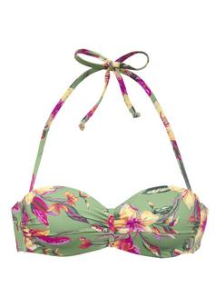 Lascana Bügel-Bandeau-Bikini-Top Bikini Oberteil Damen salbei-pink bedruckt