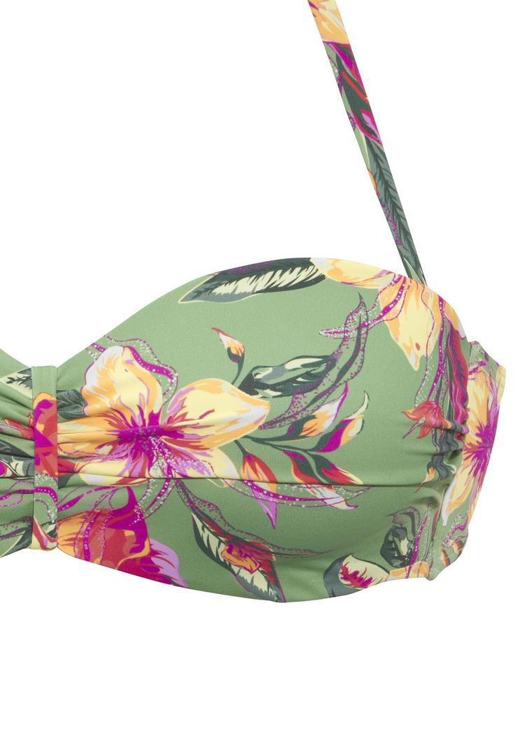 Lascana Lascana B&uuml;gel-Bandeau-Bikini-Top Bikini Oberteil Damen - salbei-pink bedruckt - 0 | SportScheck