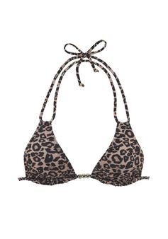 Vivance Triangel-Bikini-Top Bikini Oberteil Damen schwarz nougat bedruckt