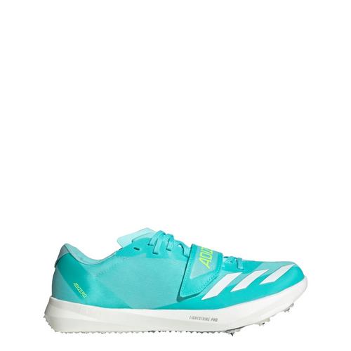 Rückansicht von adidas Adizero TJ/PV Leichtathletikschuh Multifunktionsschuhe Flash Aqua / Zero Metalic / Lucid Lemon