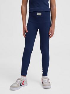 Rückansicht von hummel hmlJR SEAMLESS RIB MW TIGHTS Leggings Kinder BLACK IRIS