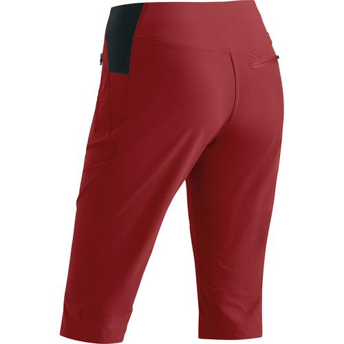 Rückansicht von Maier Sports Inara slim Capri Vario Funktionsshorts Damen Rot
