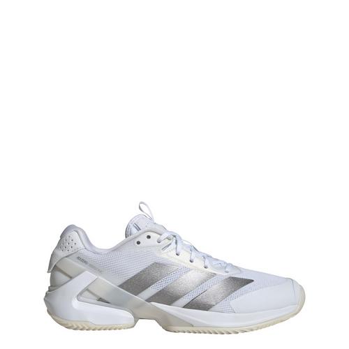 Rückansicht von adidas Adizero Ubersonic 5 Clay Tennisschuh Tennisschuhe Damen Cloud White / Silver Metallic / Cloud White