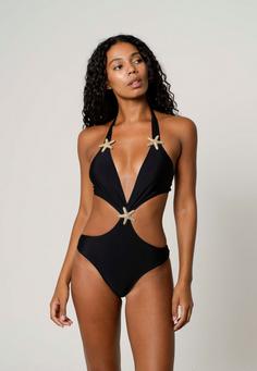 Rückansicht von Moda Minx Starfish Plunge Badeanzug Damen Black