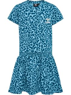 hummel hmlFLOWY AOP DRESS S/S Tenniskleid Kinder BLUE CORAL