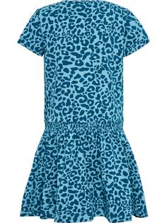Rückansicht von hummel hmlFLOWY AOP DRESS S/S Tenniskleid Kinder BLUE CORAL