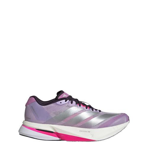 Rückansicht von adidas Adizero Boston 13 Schuh Laufschuhe Damen Powder Plum / Silver Metallic / Shock Pink