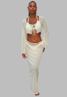 Rückansicht von Moda Minx Langarmbluse Damen Coconut